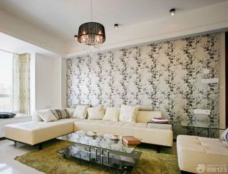 最新现代风格客厅沙发背景墙纸装修效果图片