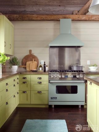 美式家装风格90小户型厨房橱柜装修样板房2023