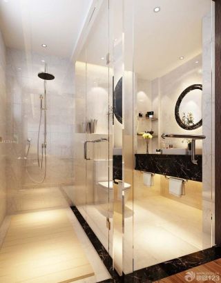 家装90平米三居卫生间淋浴隔断装修效果图欣赏