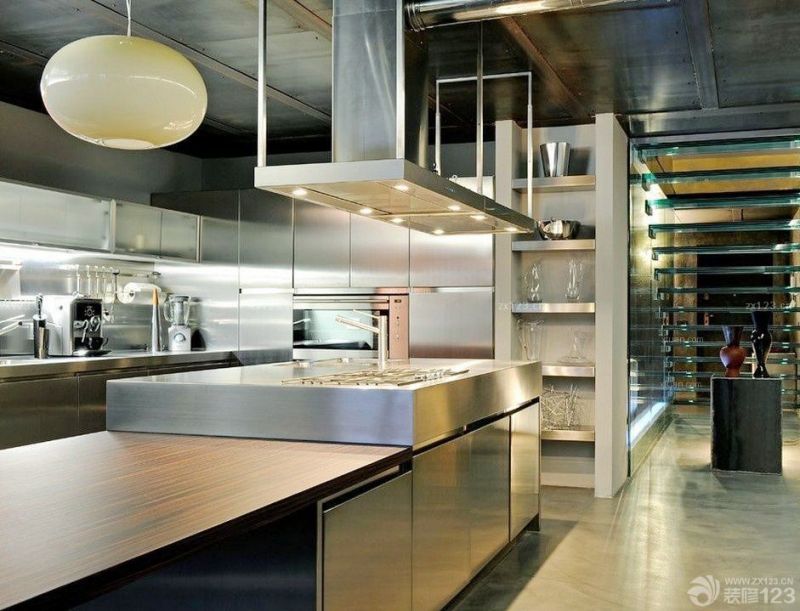 2025小户型开放式厨房地板装修效果图