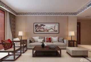 2023特色中式风格家装客厅沙发背景墙挂画装修效果图片