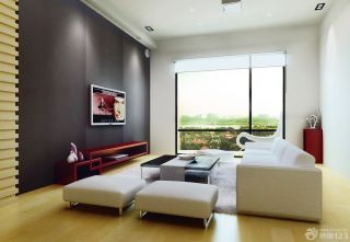 现代风格小户型客厅沙发浅黄色木地板装修效果图欣赏