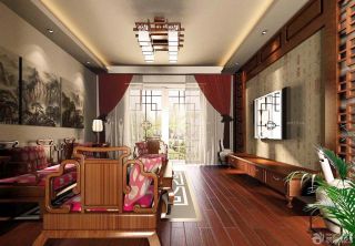 中式风格客厅窗帘装修效果图大全2023图片