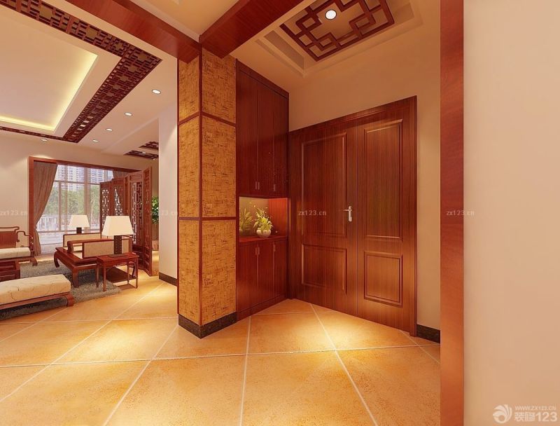 简约中式风格简易鞋柜设计装修效果图2025