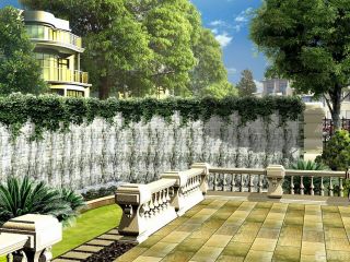 经典欧式别墅花园砖砌围墙装修图片