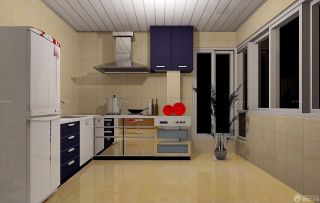 经典小户型厨房橱柜大理石地板砖装修图片