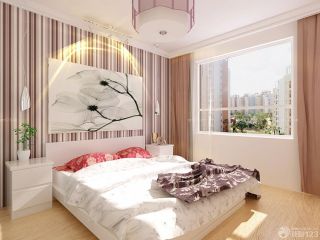 现代家装卧室条纹壁纸装修设计效果图2023