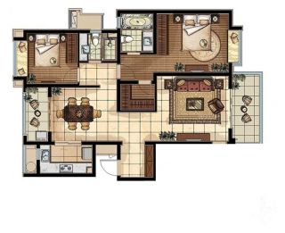 2023最新80平米两室两厅装修平面图