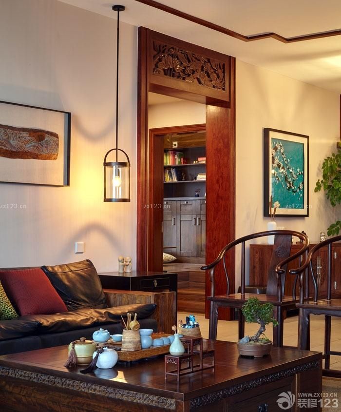 禅意家庭客厅木质茶几装修效果图欣赏2023