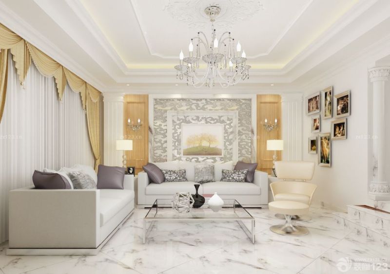 2025最新别墅样板房客厅沙发背景墙图片大全