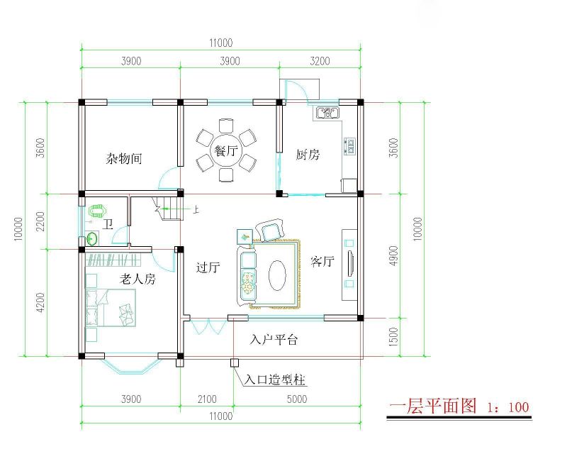 两层别墅首层设计平面图欣赏