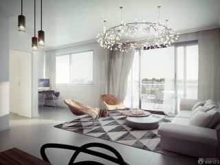 2023现代风格别墅客厅吊灯设计效果图片