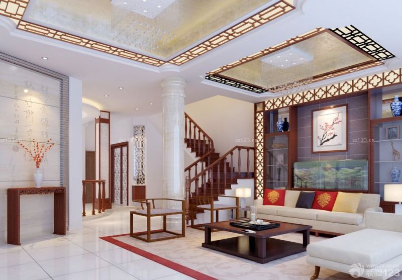 2023三层别墅客厅组合沙发设计效果图欣赏