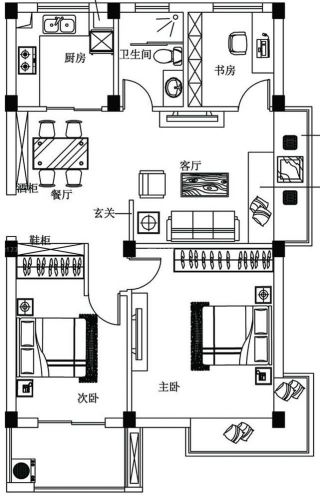 2023最新100平方别墅两室两厅装修设计图纸