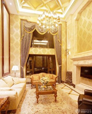 萨伏耶别墅家庭客厅窗帘效果图片