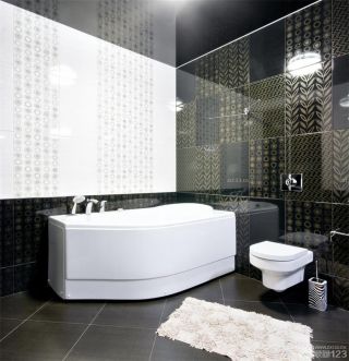时尚小户型卫生间黑色瓷砖贴图装饰效果图片