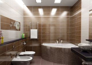 时尚小户型卫生间棕色墙面装饰效果图片