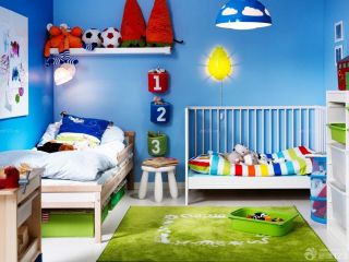 经典小户型儿童房间蓝色墙面设计效果图