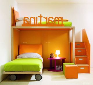 舒适小户型儿童房间高低床装修效果图