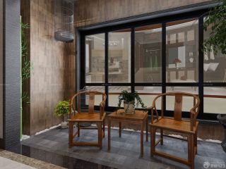 最新家庭中式风格别墅阳台装修样板间
