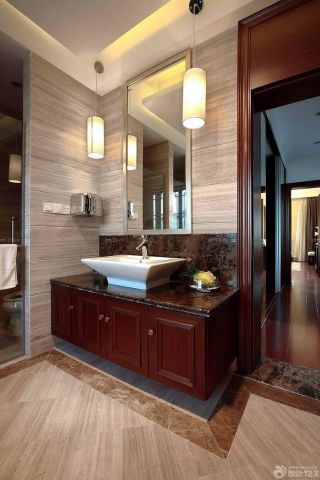 中式风格家庭卫生间镜子装修样板间欣赏
