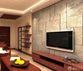 小户型客厅石材电视背景墙装修效果图大全2023图片
