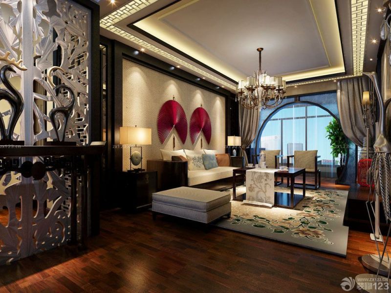 2025家装中式客厅组合沙发装修效果图片