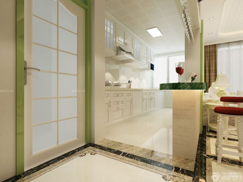 三室两厅简约白色橱柜装修效果图片