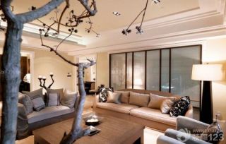 新古典主义风格客厅沙发背景墙装修效果图