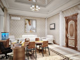 经典客厅餐厅欧式壁纸装修效果图大全2023图片