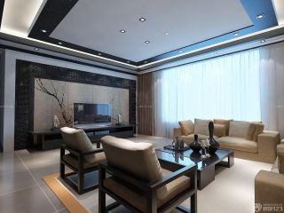 新中式客厅中式电视背景墙装修效果图欣赏