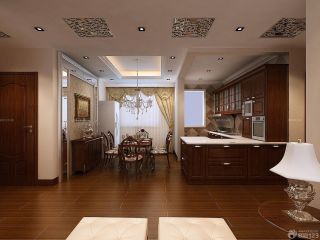 100平古典风格三室两厅厨房餐厅装修效果图