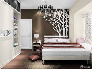 40平米房子卧室床头背景墙造型装修设计图片
