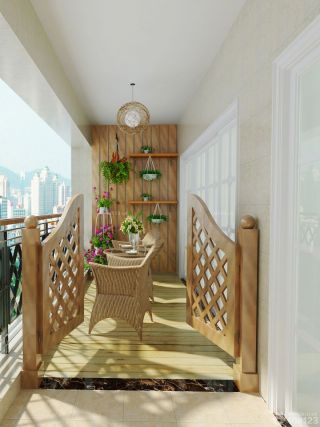 清新田园风格客厅阳台装修实景图