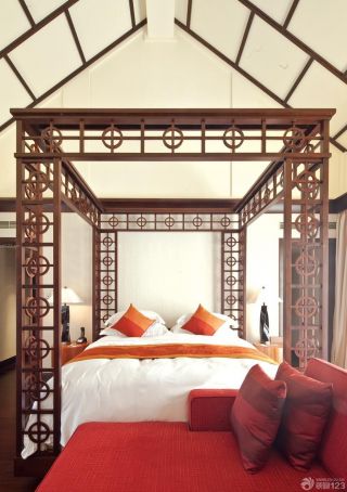 度假酒店房间东南亚床设计图片