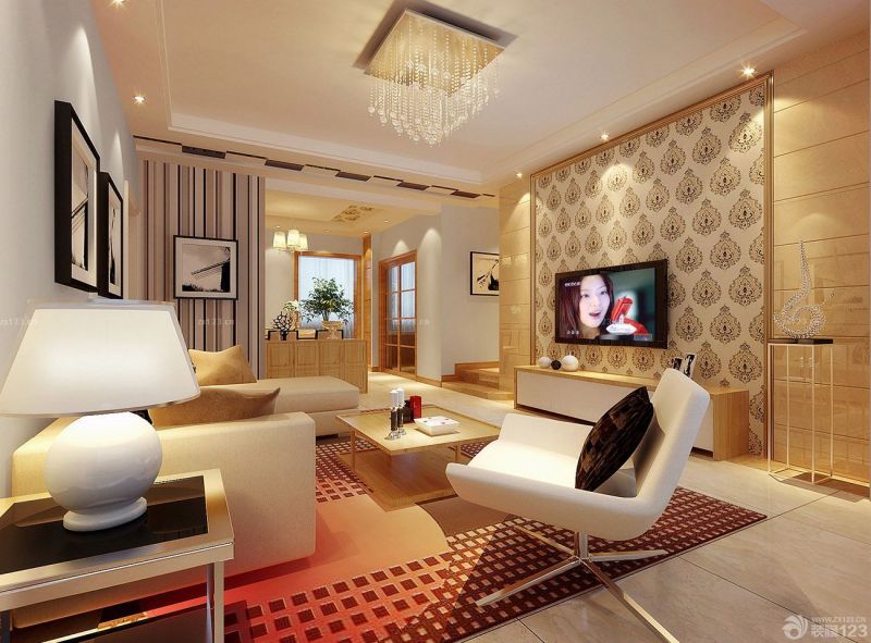 最新欧式房子电视背景墙壁纸装修设计图片大全80平方