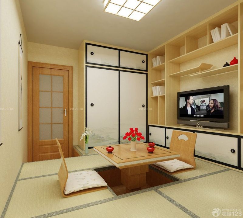 传统日式风格客厅榻榻米装修效果图