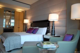 小型酒店客房床头背景墙装修效果图2023图片