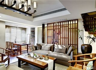 2023中式别墅客厅沙发背景墙装修设计效果图