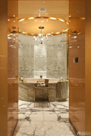 2023小型酒店客房浴室美式吊灯设计效果图
