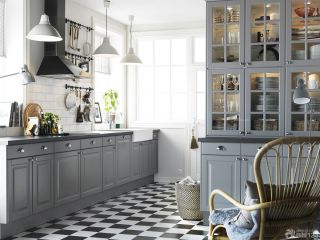 经典厨房灰色橱柜装修效果图大全2023图片
