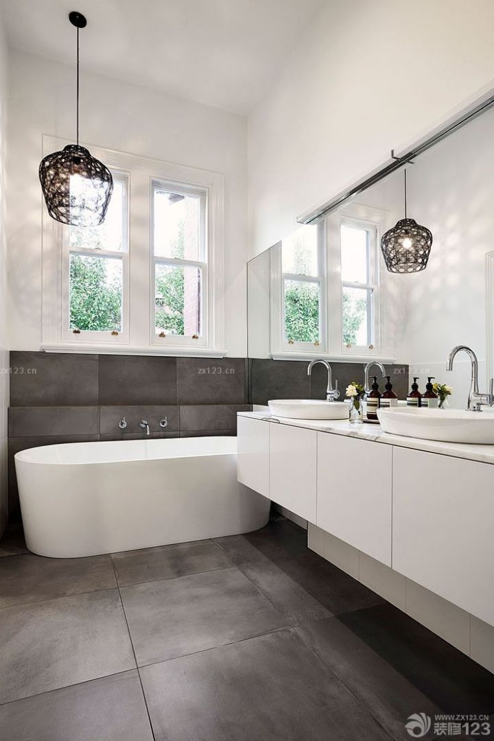 家庭卫生间灰色地砖装修效果图大全2025图片