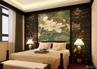 中式风格床头壁画背景墙装修效果图大全2023图片