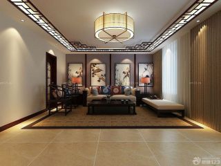 中式客厅墙面装饰画装修效果图2023