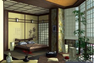 中式别墅卧室带阳台装修效果图2023