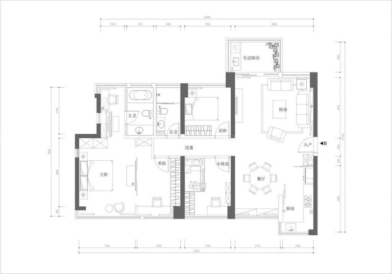 2023三居室房子户型设计图