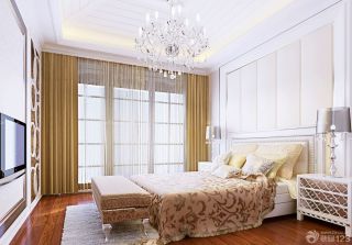 2023欧式卧室最新黄色窗帘装修效果图片