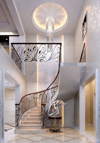 北欧风格别墅阁楼楼梯间设计装修图