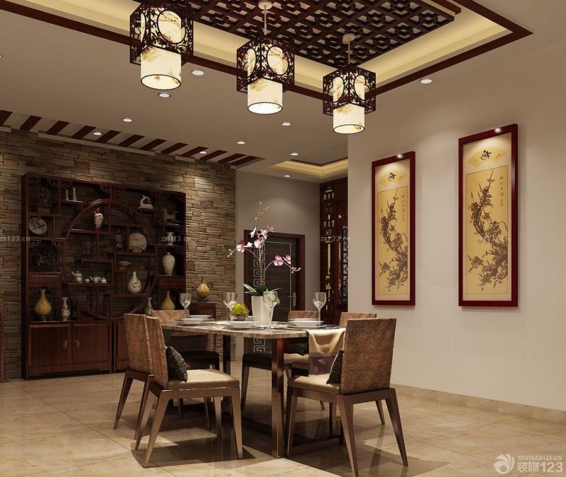 新中式餐厅设计装修样式图片