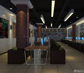 大型豪华网吧室内装修效果图片2023
